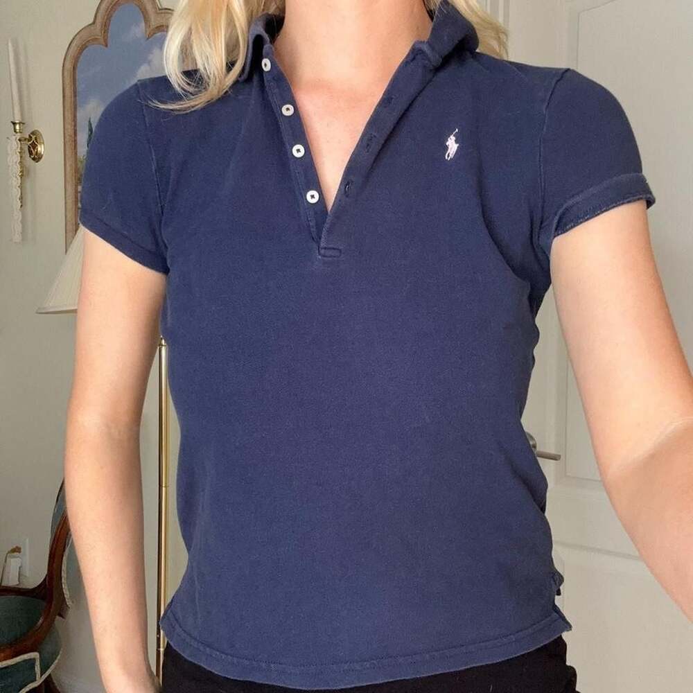 Polo Ralph Lauren Girls XL Navy Pink Pony Polo Shirt